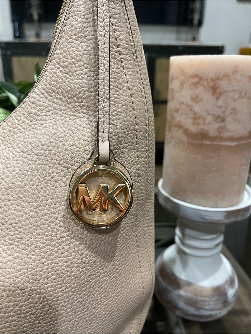 MICHAEL Michael Kors Pebbled Leather Hobo in Rose Beige, Gold Tone Hardware - Picture 3 of 14